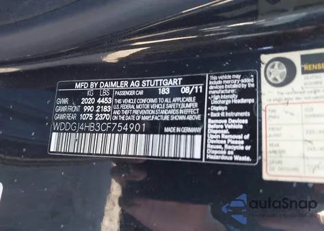2012 Mercedes-Benz C 250 from USA, damaged, VIN WDDGJ4HB3CF754901